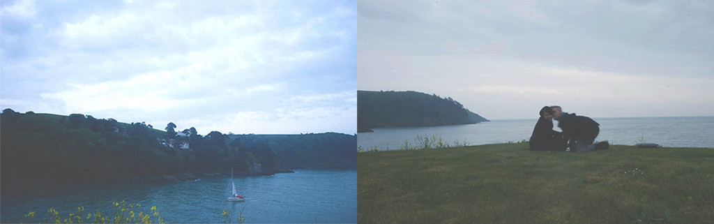 From left: view from the cliffs at night and self portrait on the edge of the cliffs