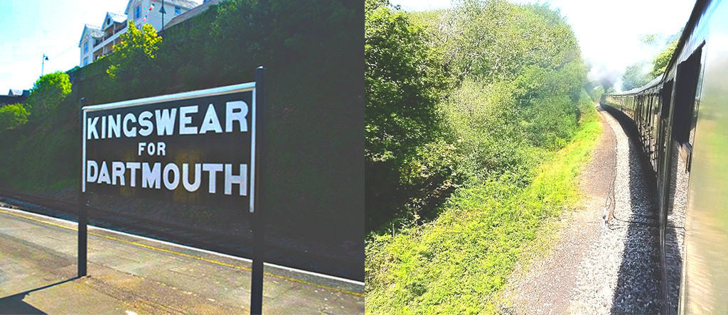 From Left: Kingswear station and the steam train to Dartmouth